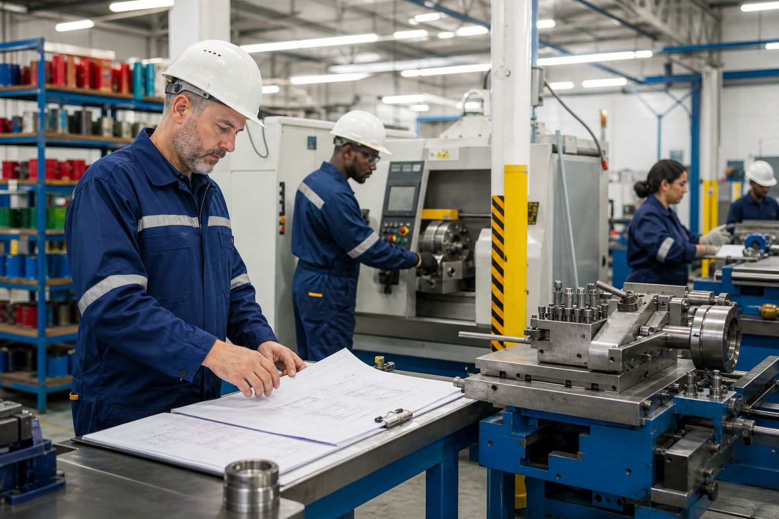 Manufacturing Facility with Robotic Arms and Conveyor Belts